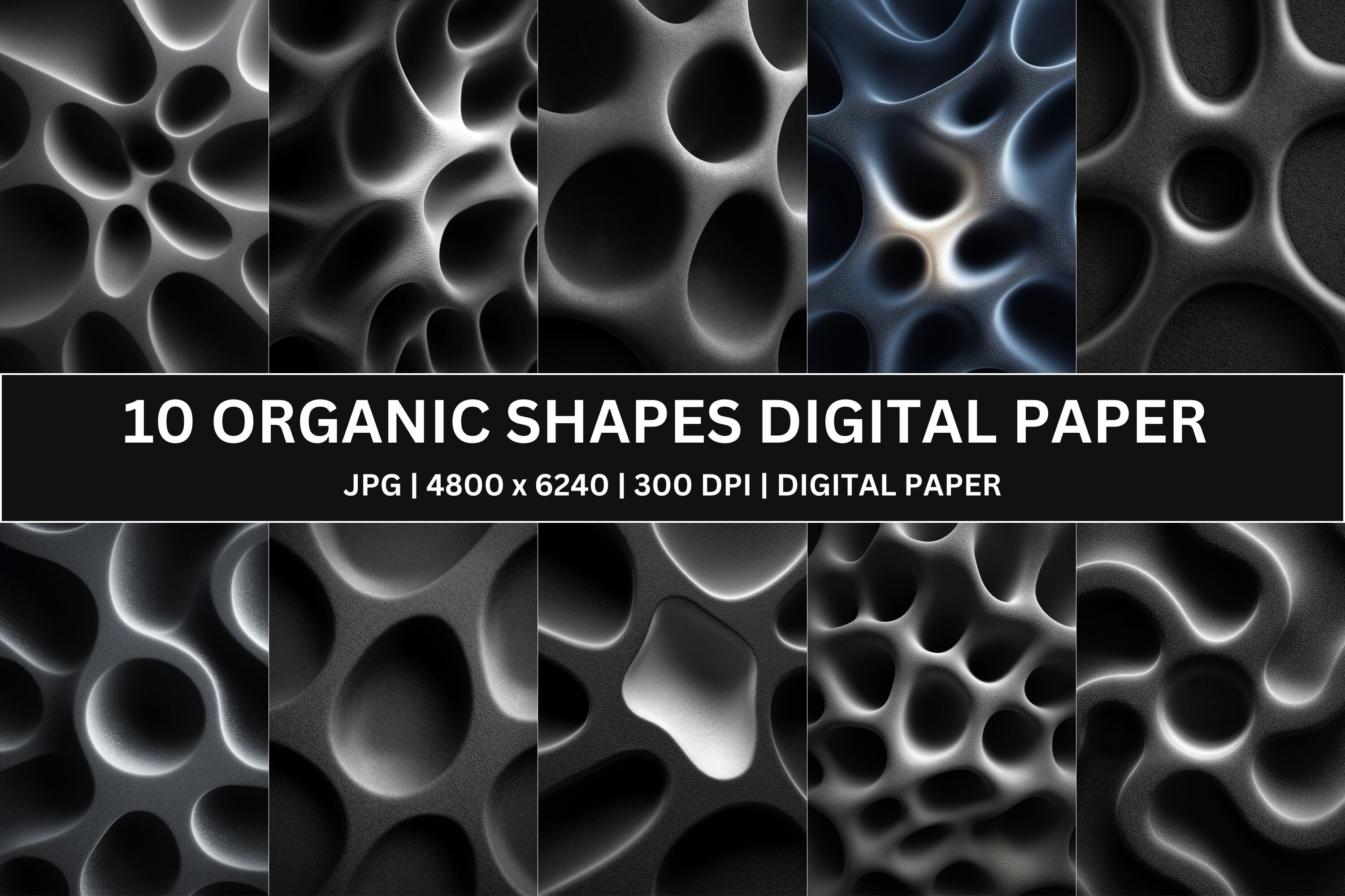 10 Charcoal Organic Shapes Textures Digital Paper Graphic by ashira.creations · Creative Fabrica