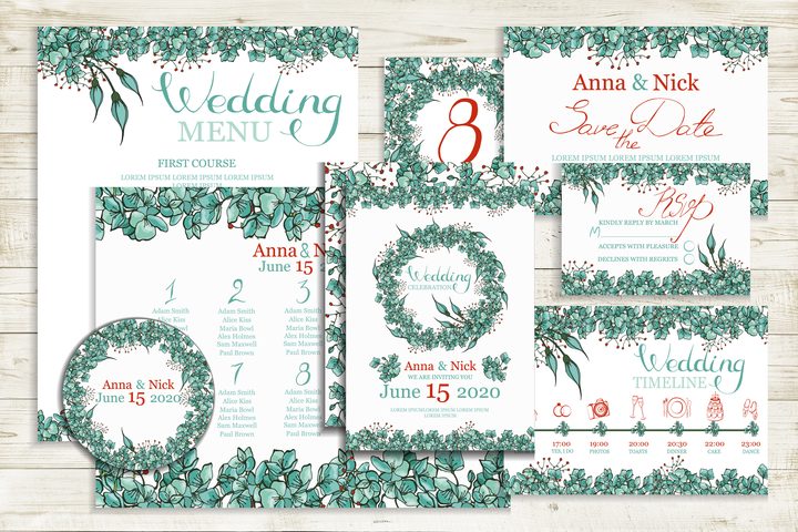 Blue Wedding Invitation Cards Templates