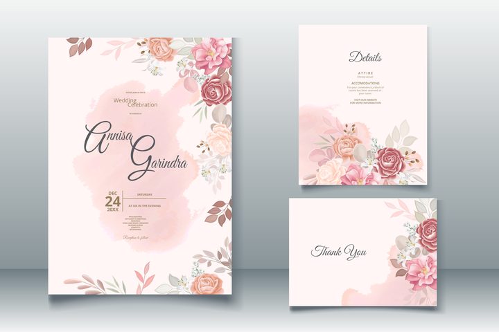 Brown Wedding Invitation Cards Template