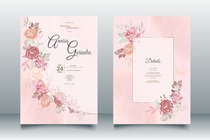Brown Wedding Invitation Cards Template
