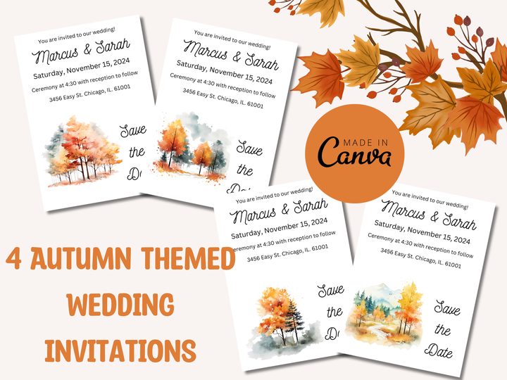 Editable Wedding Invitations- Autumn