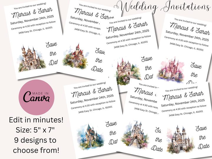 Editable Wedding Invitations- Castles 2