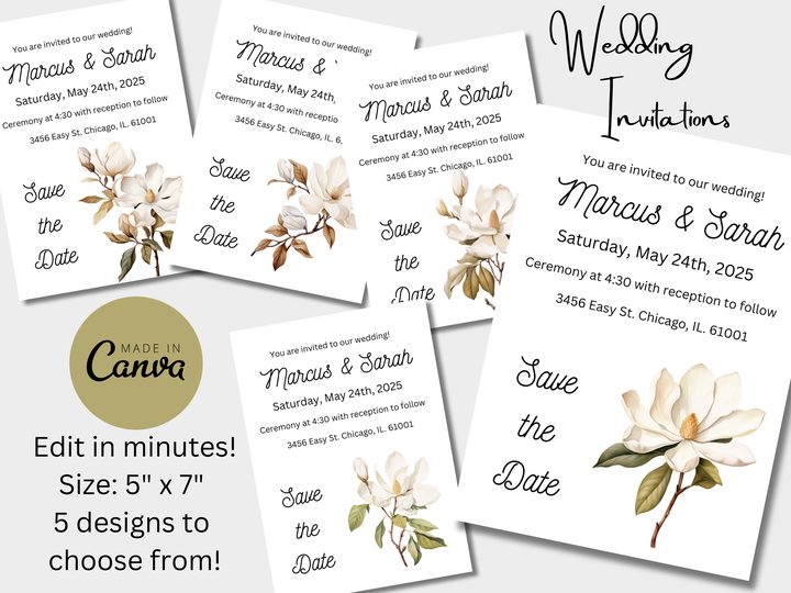Editable Wedding Invitations- Magnolia