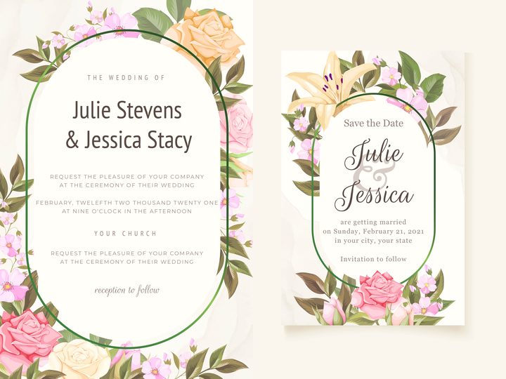 Elegance Floral Wedding Invitation Cards