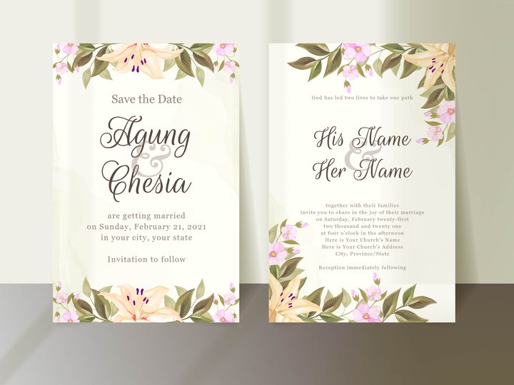 Elegant Floral Wedding Invitation Cards