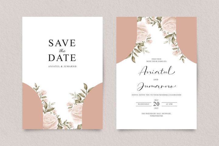 Elegant Wedding Invitations Set Roses