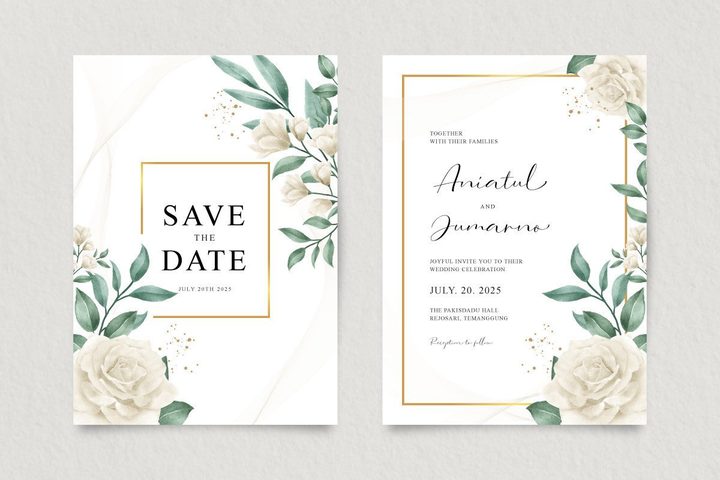 Elegant Wedding Invitations Template Set
