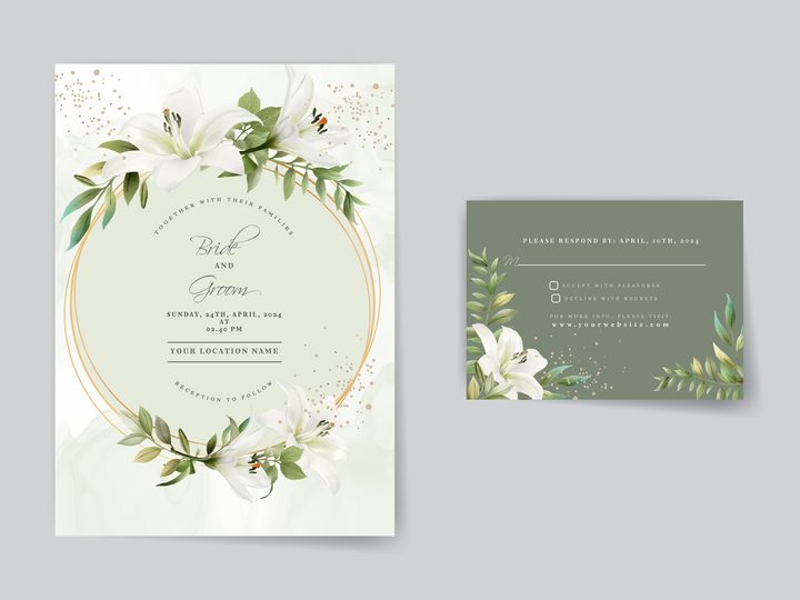 Elegant Wedding Invitations White Lily