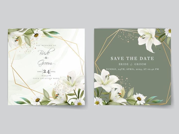 Elegant Wedding Invitations White Lily