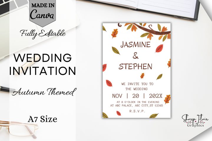 Fall Wedding Invitation | Canva Template