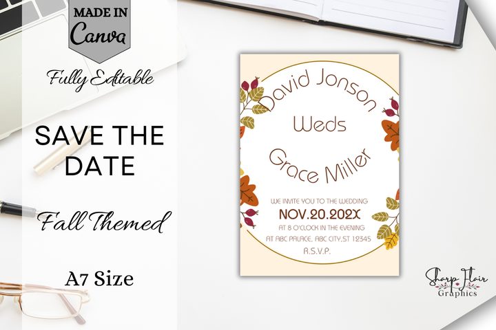 Fall Wedding Invitation | Canva Template