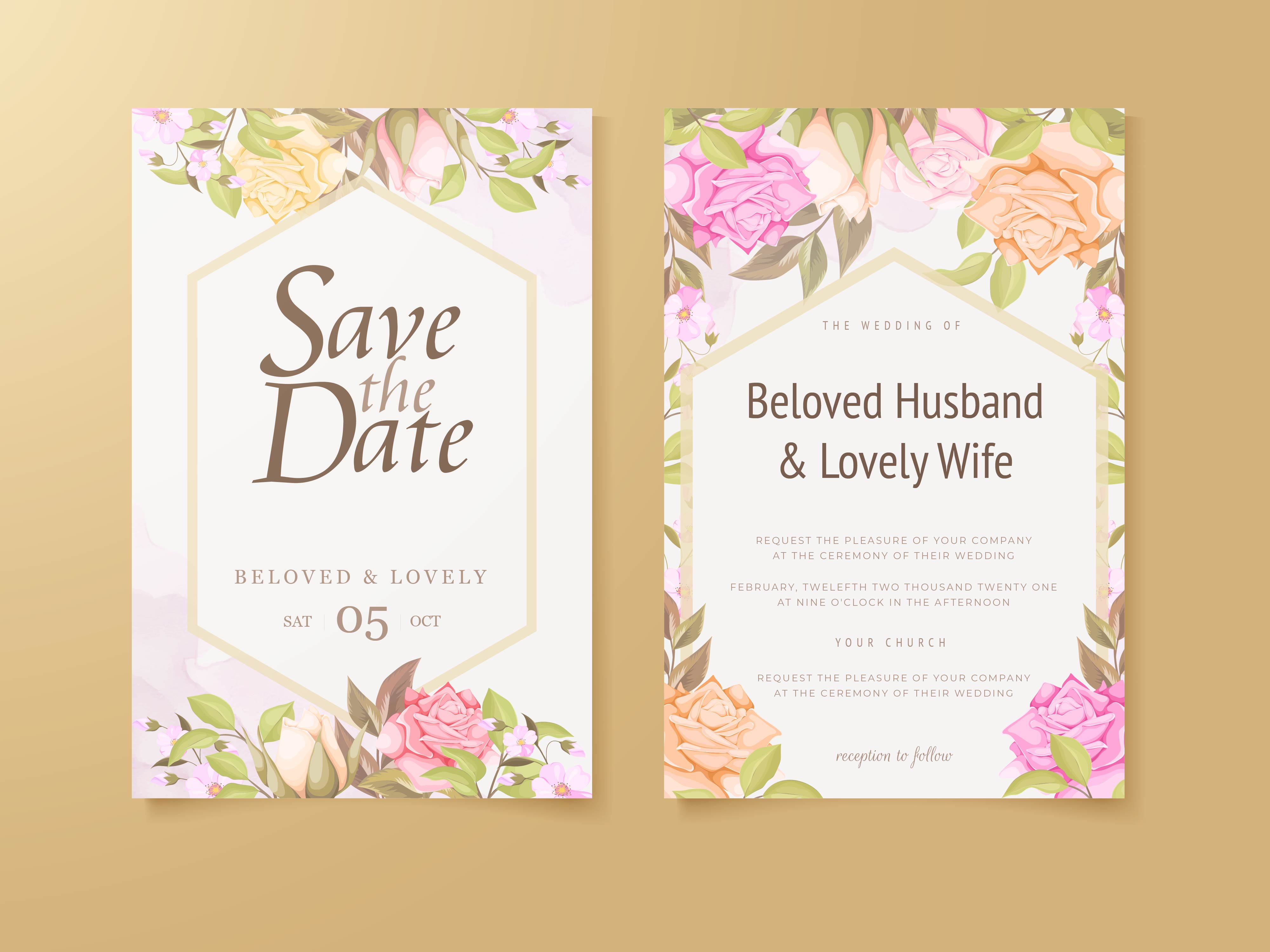 Floral Concept Wedding Invitation Cards Graphic by lukasdediz · Creative Fabrica