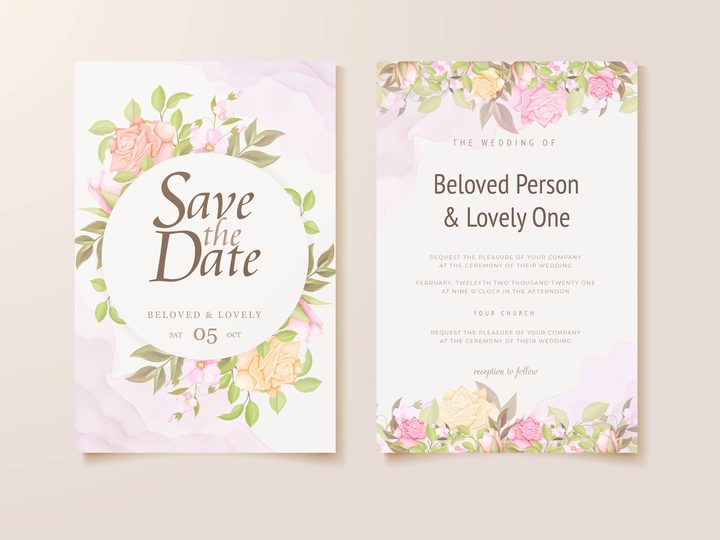 Floral Wedding Invitation Cards Concept