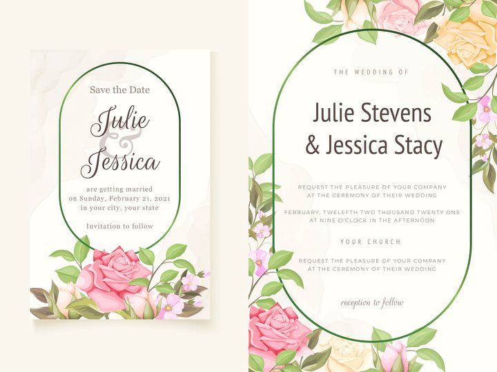 Floral Wedding Invitation Cards Template
