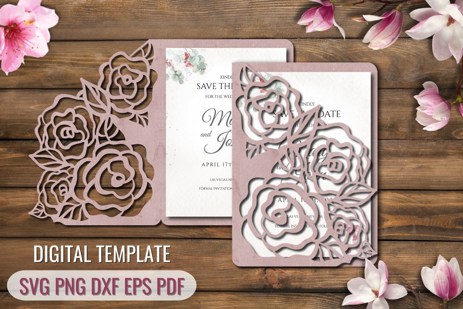 Flowers Wedding Invitation Templates Graphic by SvgOcean · Creative Fabrica