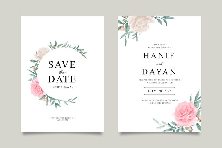 Minimalist Wedding Invitations Set Theme