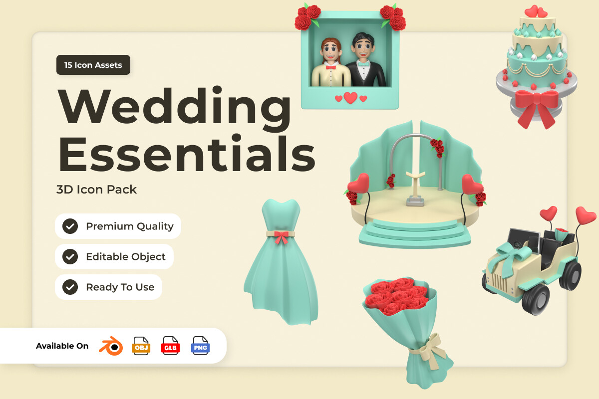 Modern Wedding 3D Icon Pack Graphic by twinletter · Creative Fabrica