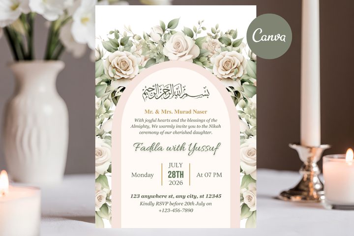 Muslim Wedding Invitation Canva Template