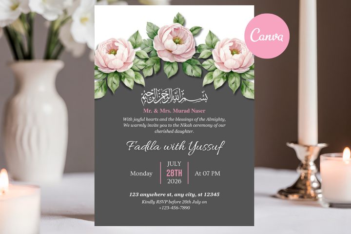 Muslim Wedding Invitation Canva Template