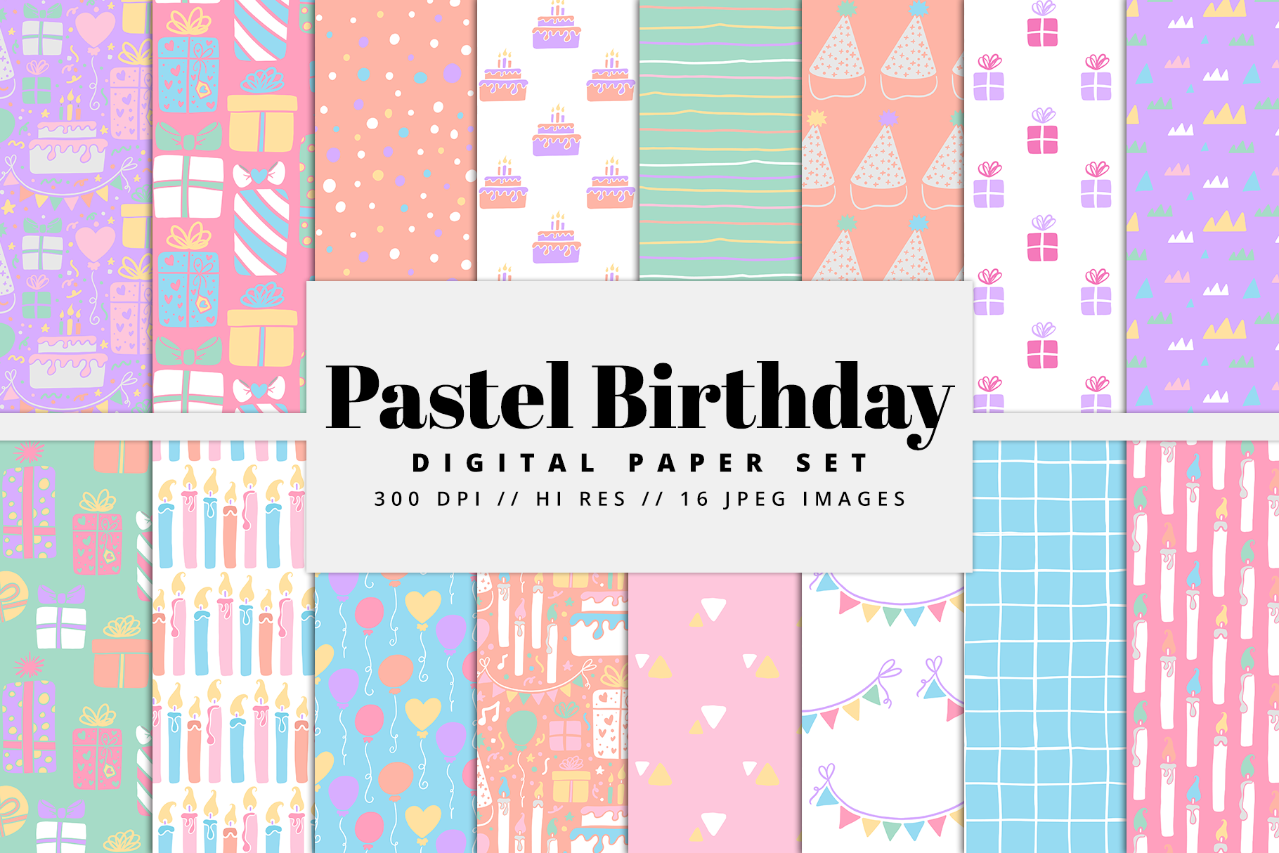 Pastel Birthday Digital Paper Set Graphic by BrandiLeaDesigns · Creative Fabrica