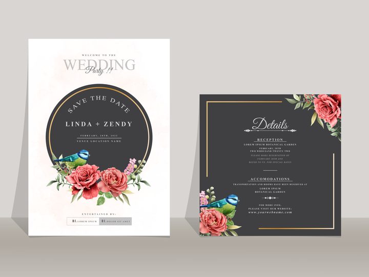 Red Rose Wedding Invitation Templates