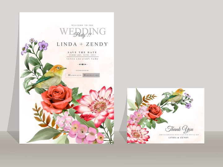 Red Rose Wedding Invitation Templates