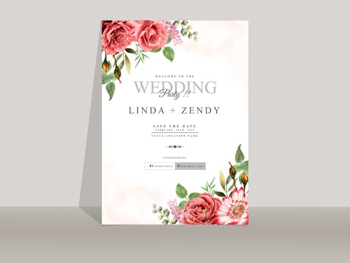 Red Rose Wedding Invitation Templates