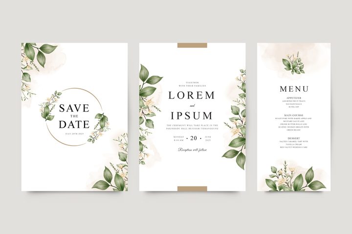 Set of Elegant Wedding Invitations