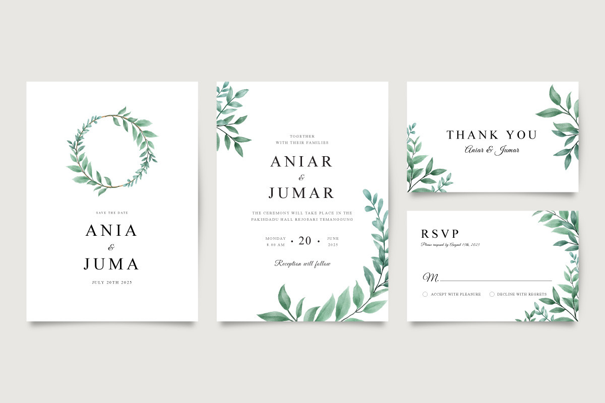 Set of Minimalist Wedding Invitations Graphic by sianisa96 · Creative Fabrica