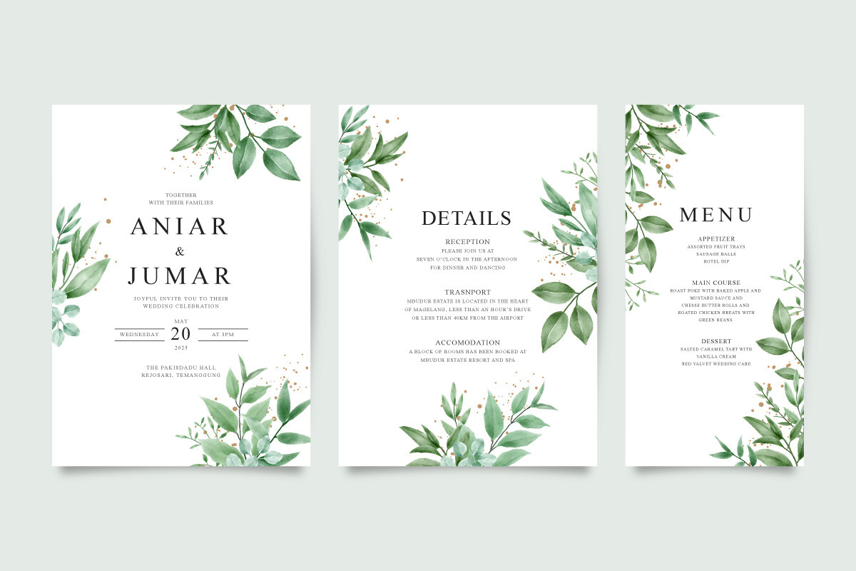 Set of Wedding Invitation Templates Graphic by sianisa96 · Creative Fabrica