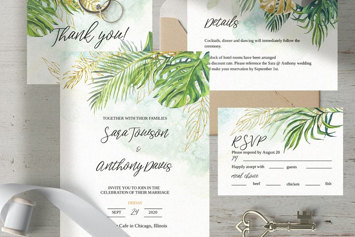Tropical Wedding Invitation Template