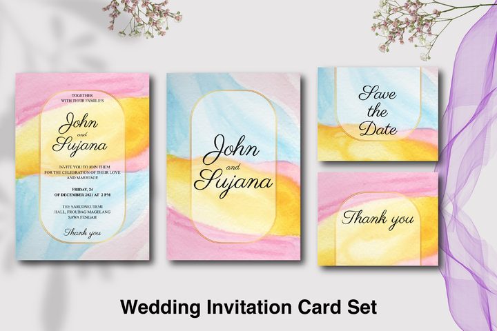 Watercolor Art Wedding Invitation Cards