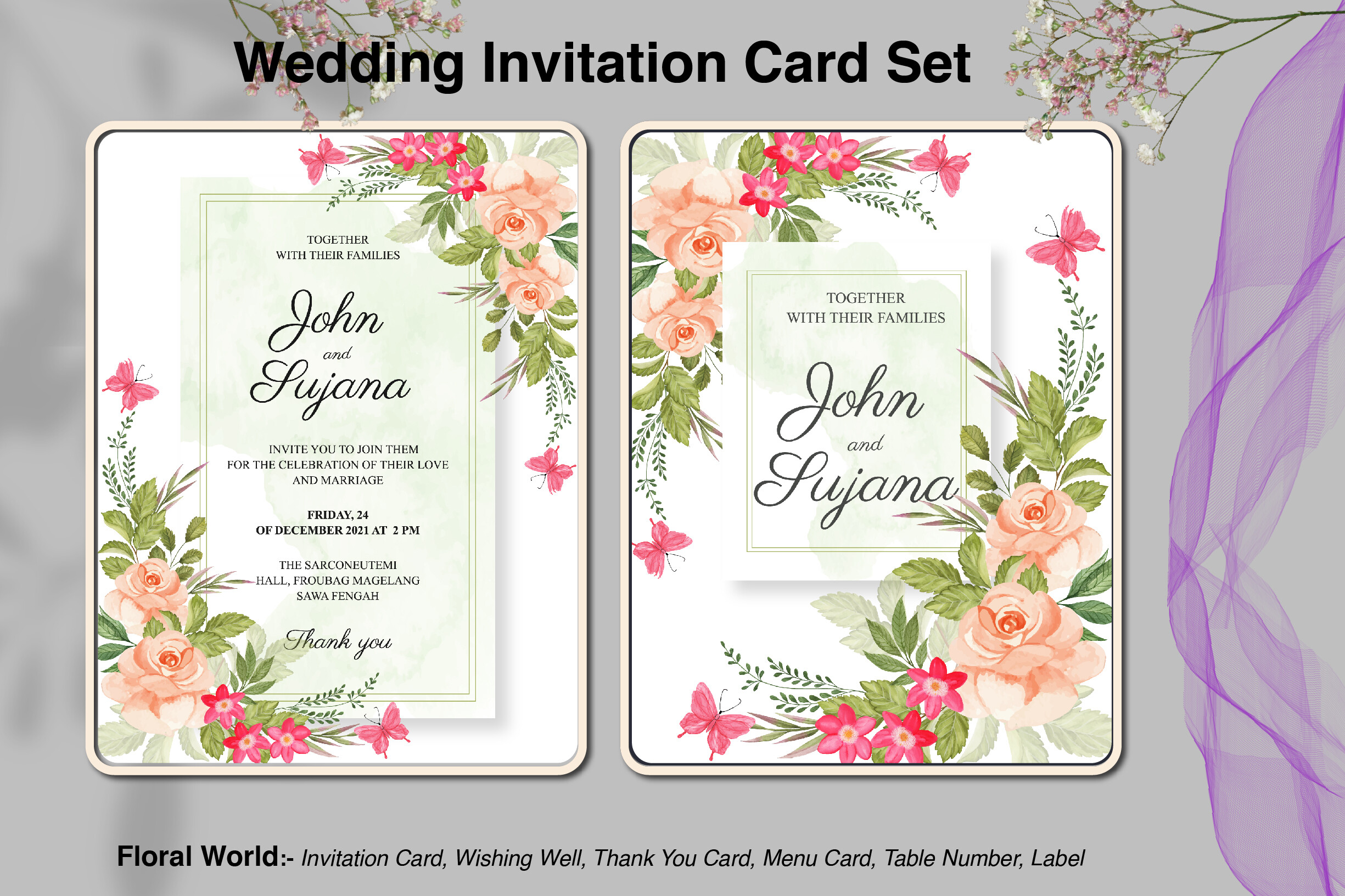 Watercolor Wedding Invitation Cards Graphic by Floralworld · Creative Fabrica