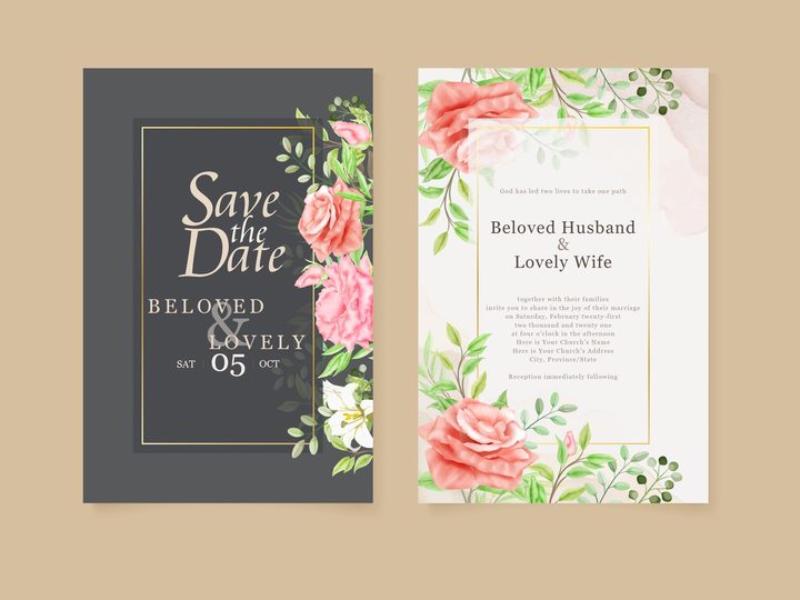 Watercolor Wedding Invitation Templates