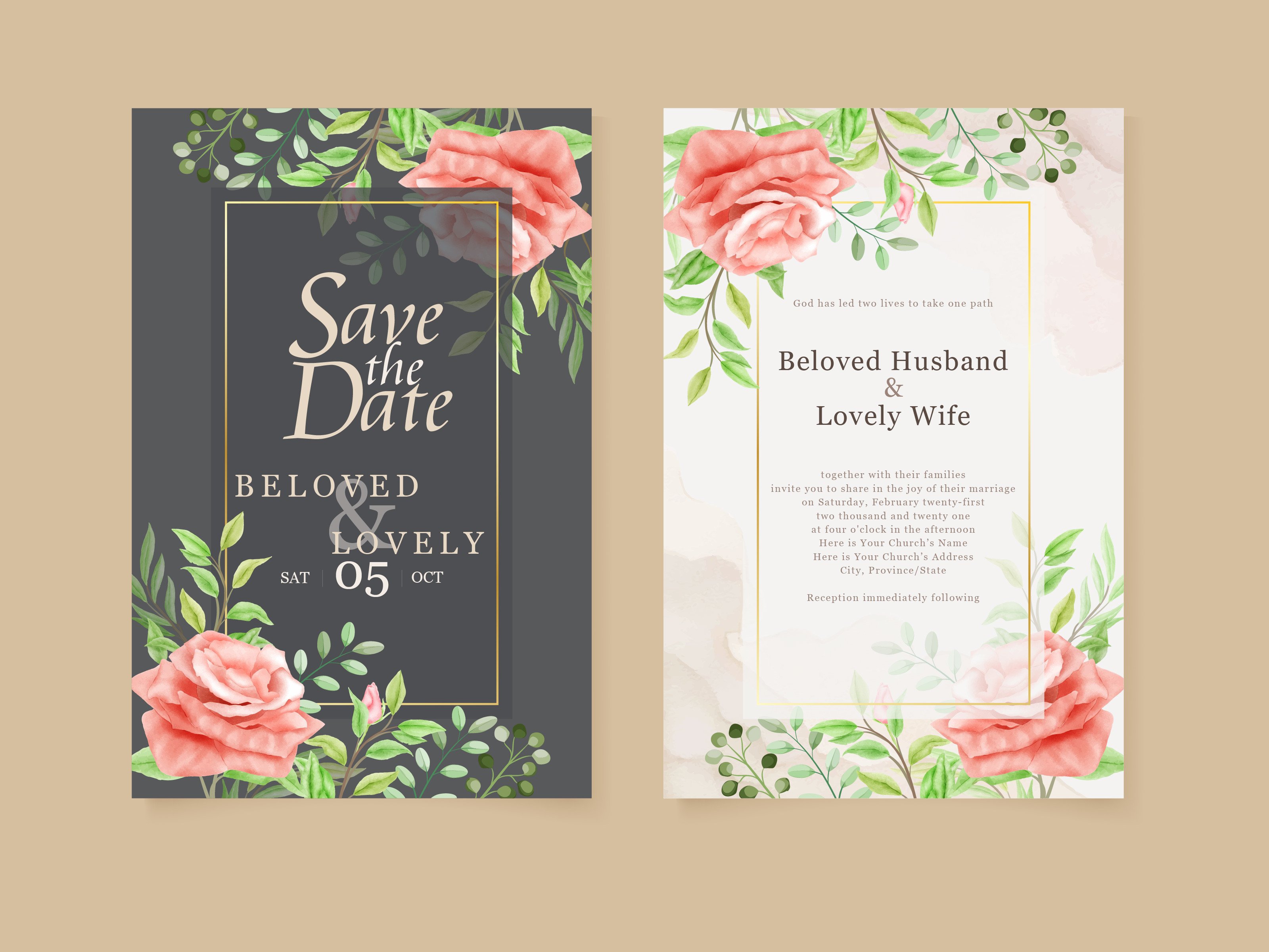 Watercolor Wedding Invitation Templates Graphic by lukasdediz · Creative Fabrica
