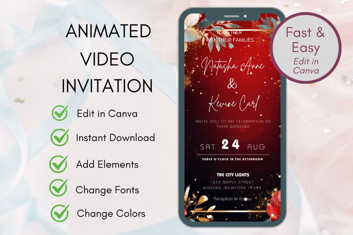 Wedding Invitation Canva Template Edit