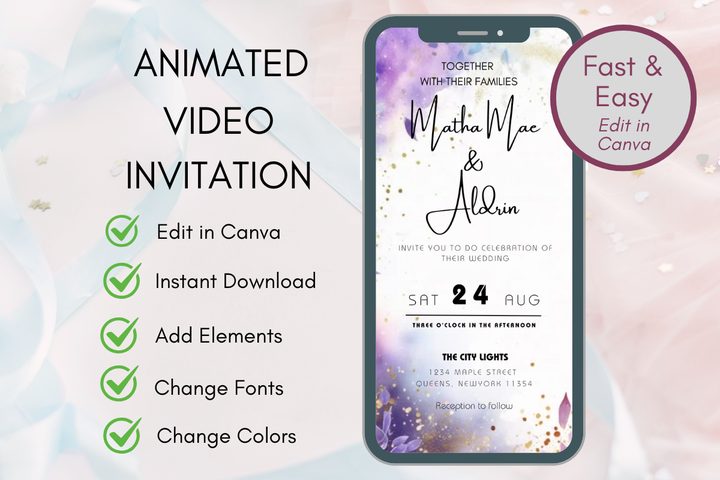 Wedding Invitation Canva Template Edit
