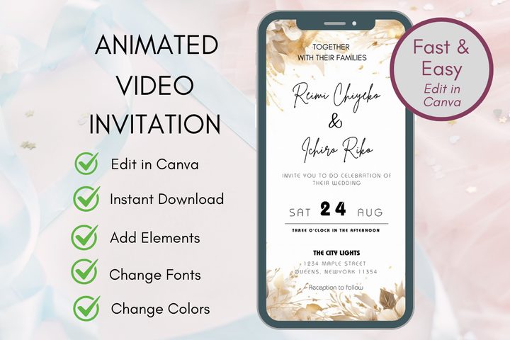 Wedding Invitation Canva Template Evite