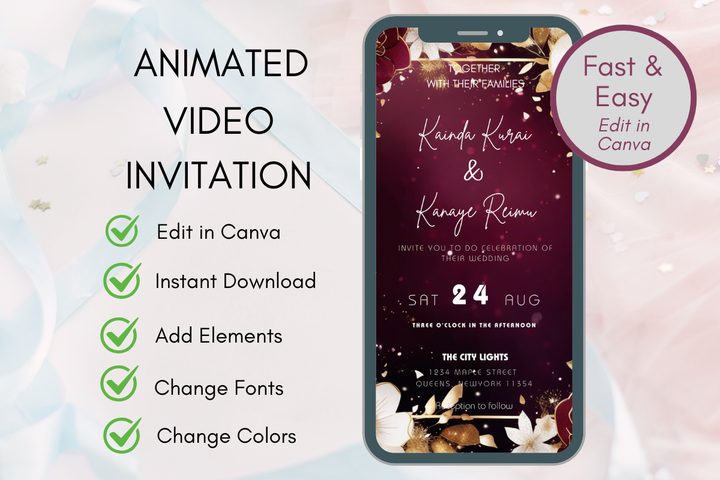 Wedding Invitation Canva Template Evite