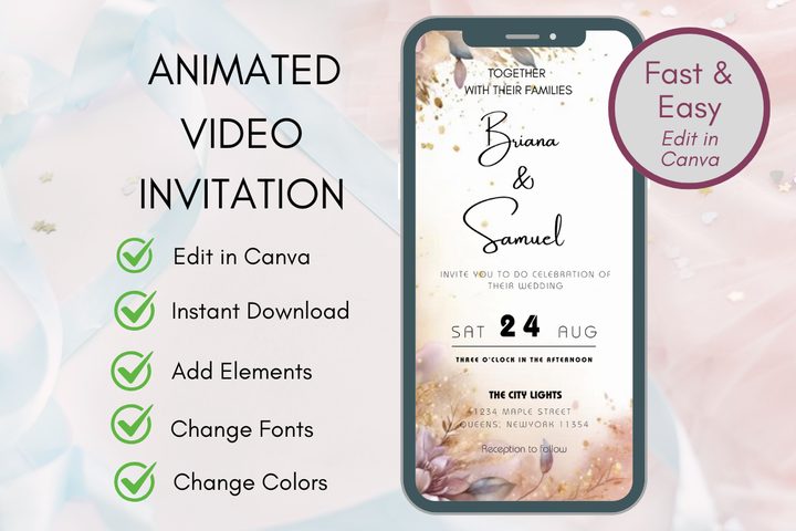 Wedding Invitation Canva Template Evite