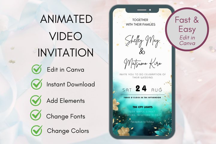 Wedding Invitation Canva Template Evite