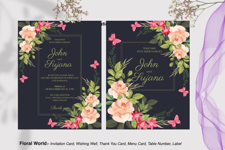Wedding Invitation Cards with Beautiful