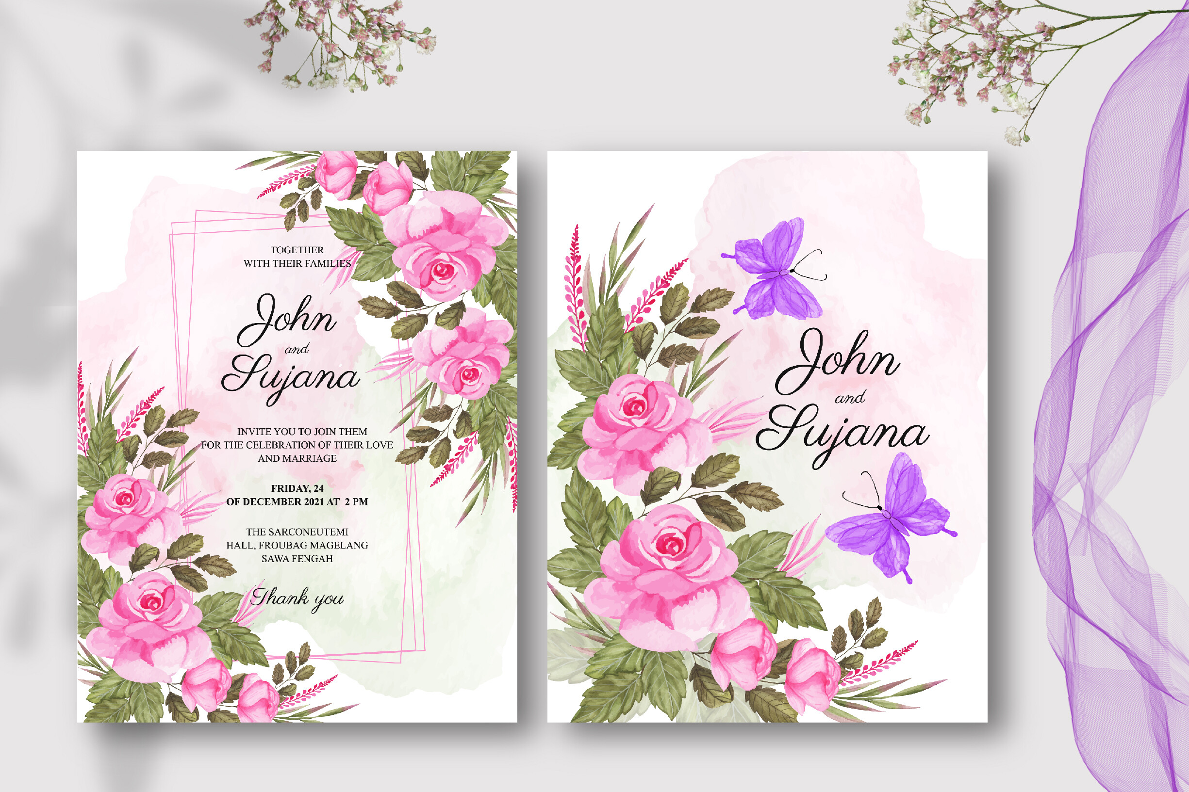 Wedding Invitation Cards with Roses Graphic by Floralworld · Creative Fabrica