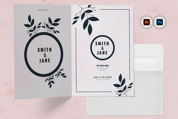 Wedding Invitation Cards with Watercolor