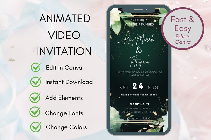 Wedding Invite Canva Template Evite